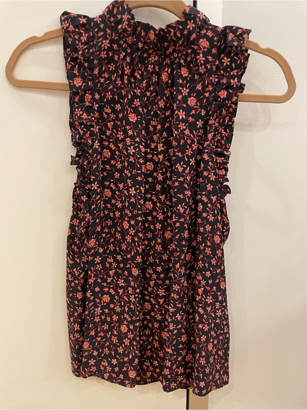 Frame Denim Black Camisole with Coral Floral Print